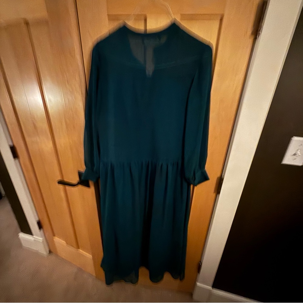 Zara Deep Teal Long Sleeve Dress NWT